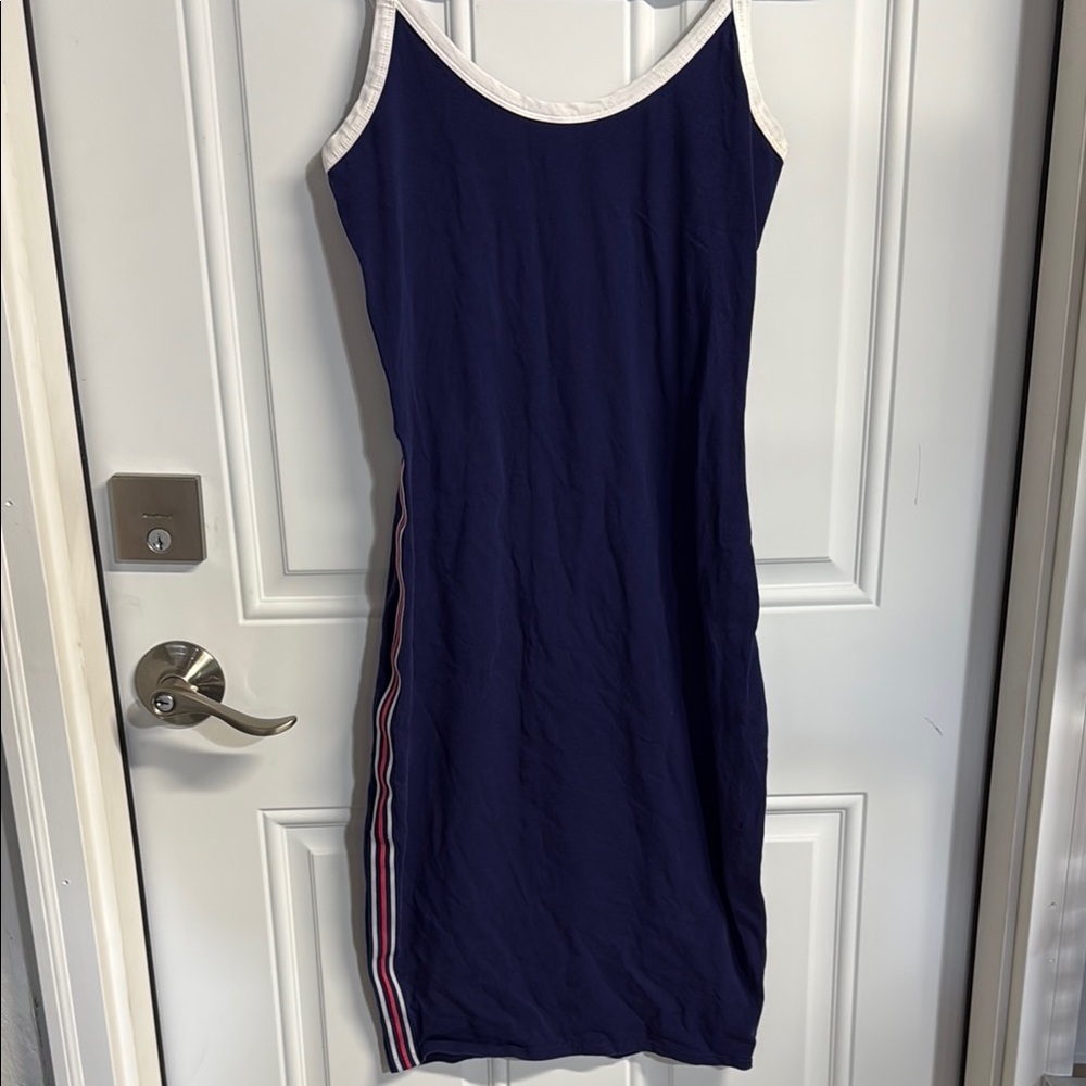 Express Navy Blue Dress with White Trim